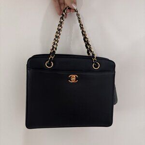 Authentic CHANEL leather calf skin black mini black bag